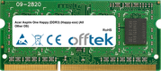 Aspire One Happy (DDR3) (Happy-xxx) (All Other OS) 2GB Modulo - 204 Pin 1.5v DDR3 PC3-8500 SoDimm (128x8)