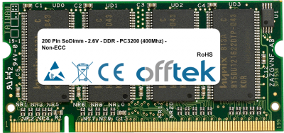  200 Pin SoDimm - 2.6V - DDR - PC3200 (400Mhz) - Non-ECC 256MB Modulo