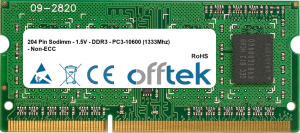  204 Pin Sodimm - 1.5V - DDR3 - PC3-10600 (1333Mhz) - Non-ECC 4GB Modulo