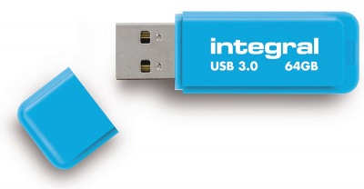 Integral Neon USB 3.0 Flash Drive 64GB Drive (Blue)